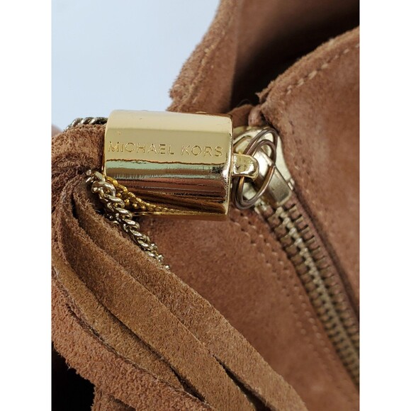 Michael Kors VIENNA BARLEY Brown Suede Tassel Side Zip Mid-Calf Heeled Boots 8 M - Picture 8 of 11